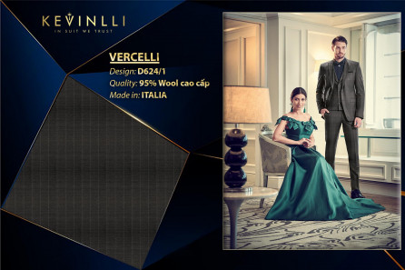 D624/1 Vercelli CVM - Vải Suit 95% Wool - Xám Sọc